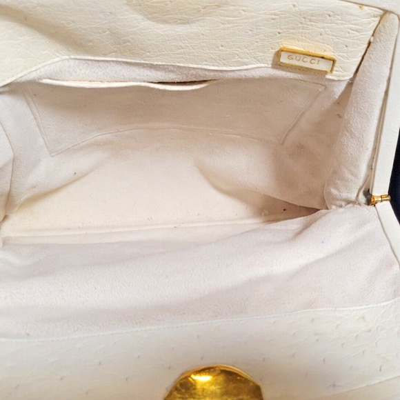 Extremely Rare Ivory White Ostrich Leather Gucci Bag from 1963 - Picture 7 of 11